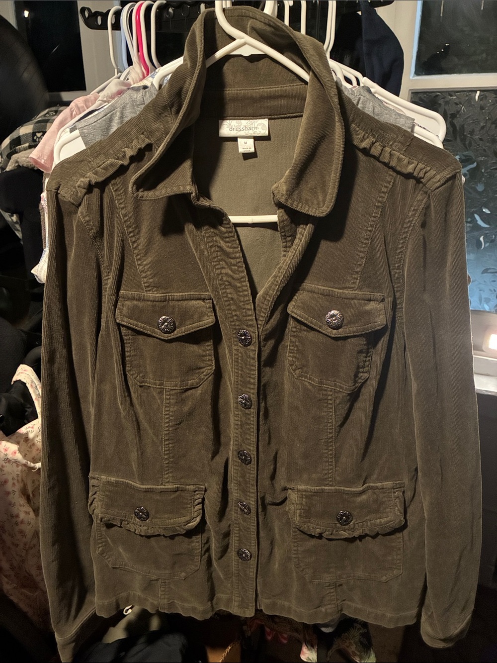 dressbarn Olive Green Utility Jacket with Button Pockets